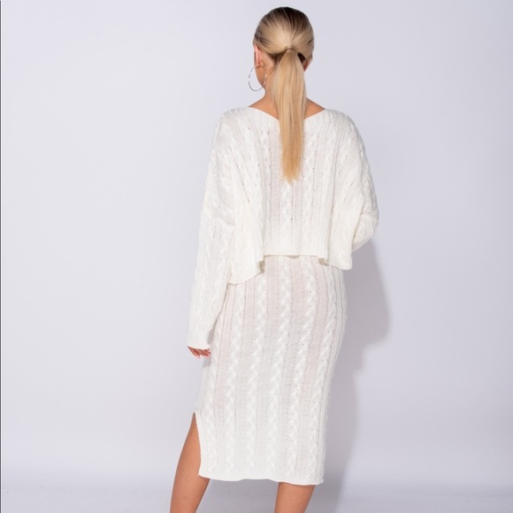 Zella Cream Cable Knit Top and Skirt Set - Picture 7 of 8